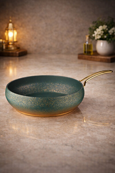 LAVONNI Caldora 28 cm Gold Handle Green Casserole Pan Fireproof Non-Stick