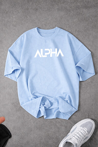 Revasser Unisex Men/Women Alpha Custom Printed Oversize Crew Neck Combed Cott...