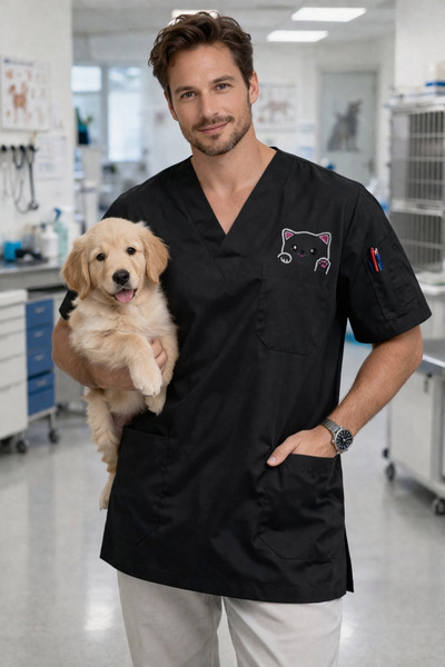 mirach Ανδρικά Veterinary Scrubs Pawline Top Premium Αντιχνοφόρα Μπλουζάκια Κ...