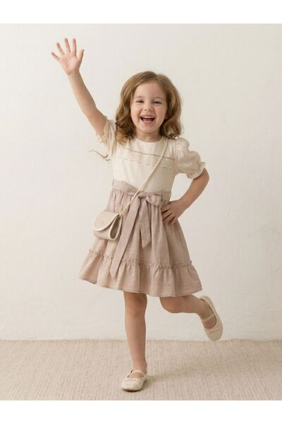 Cherrys Bebek Robası Bi.Yeli. Linen Children's Clothes with Bag