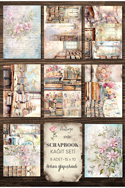 SooPRINT Vintage Temalı Scrapbook Journal Kağıt Seti - Scrapbook / Defter / A...