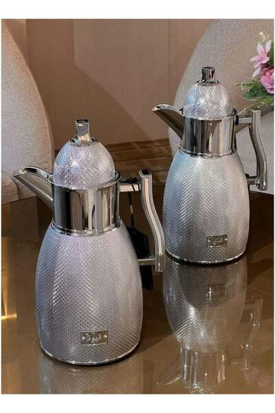 LALOZA Set of 2 Tea & Coffee Thermos Set 1L Each | Silver Premium Insulated H...