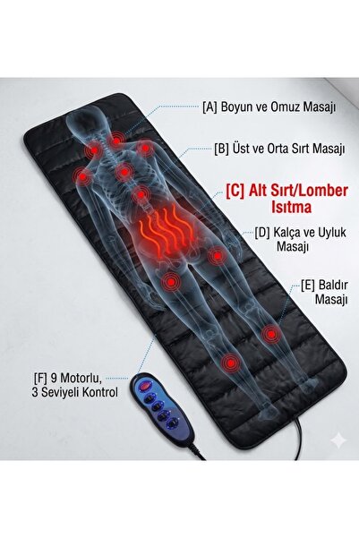 Ahanda Buldum Tam Vücut Isıtmalı 9 Motorlu Masaj Yatağı Taşınabilir Yatak ve ...