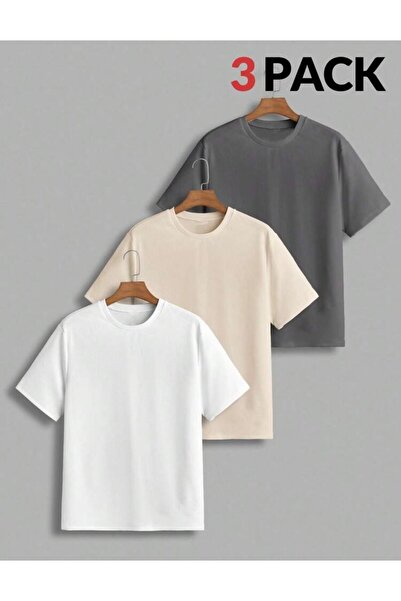 Oceanwear Κοντομάνικο μπλουζάκι με λαιμόκοψη ποδηλάτου, σετ 3 τεμαχίων - Λευκ...