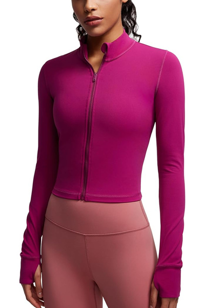 crz Sports blouse, long sleeve, with zipper, burgundy L