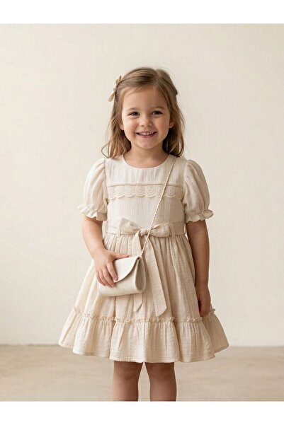 Cherrys Bebek Robası Bi.Yeli. Linen Children's Clothes with Bag
