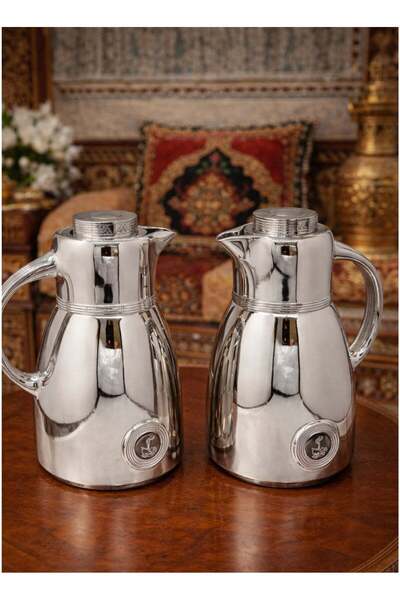 LALOZA Set of 2 Tea & Coffee Thermos Set 1L Each | Glossy Silver Premium Insu...