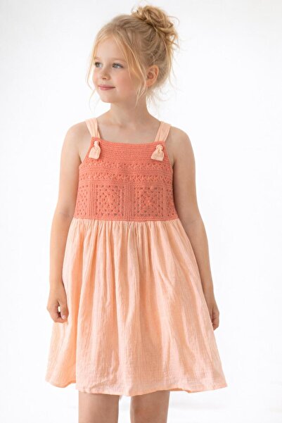 Bambam Κοριτσίστικο φόρεμα με τιράντες και δαντέλα, καλοκαιρινό άνετο φόρεμα-...