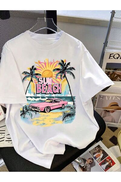Joetsu SUN Printed Oversize Γυναικείο/Ανδρικό Unisex Λευκό T-shirt