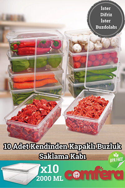 BAGER MARKET 10 Pieces 2 L Self-Closing Freezer Storage Container, Freezer an...