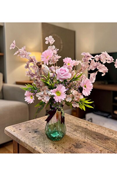 sedoshhomevision ترتيب زهور البابونج الاصطناعية في وعاء زجاجي للزينة