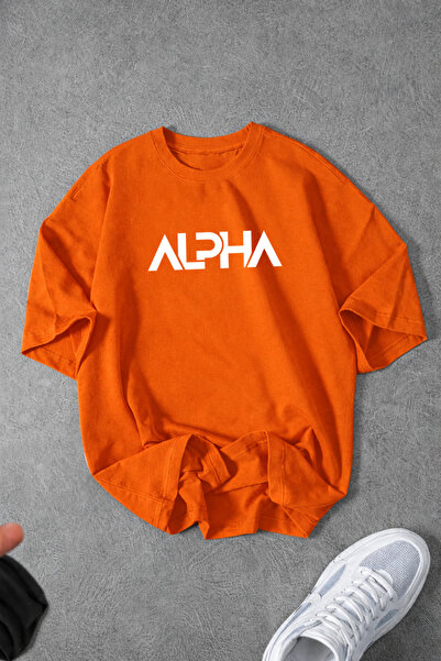 Revasser Unisex Men/Women Alpha Custom Printed Oversize Crew Neck Combed Cott...