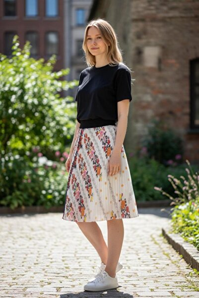 OwenLife Owen Life Below the Knee Chiffon Skirt Standard Size 38 40 42 44 46 ...