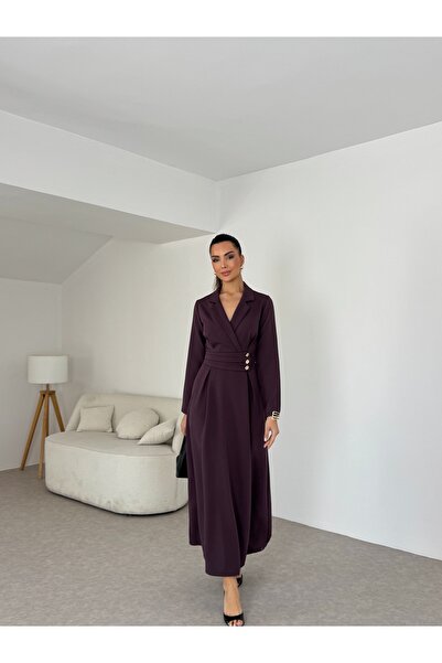 Nesil Γυναικείο μακρύ φόρεμα με διπλό γιακά και λεπτομέρεια με κουμπιά