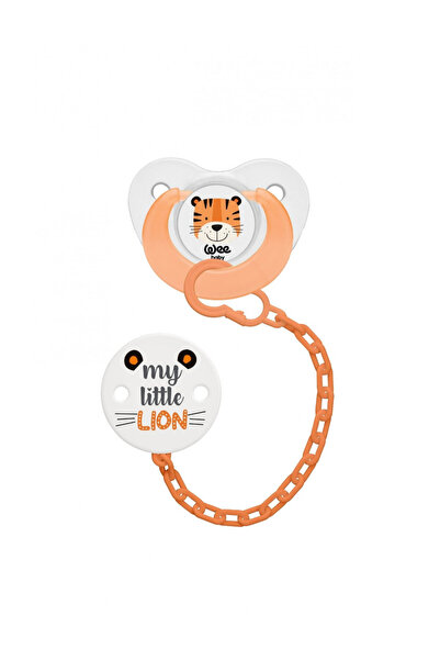 Wee Baby Set lantisor suzeta si suzeta silicon nr. 3 cod 373, Portocaliu