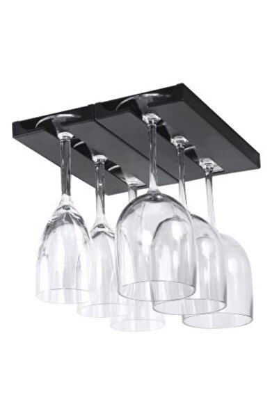 SimpluAcasa SET 2X Metal Hanging Wine Glass Holder – Under Cabinet Organizer