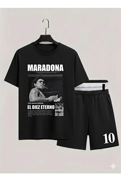 MAGORS طقم تي شيرت وشورت للأطفال مطبوع عليه MARADONA DIEGO ARMANDO مصنوع من ا...