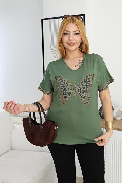 Siyezen Plus Size Butterfly Stone Blouse