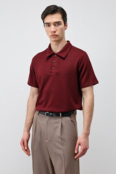 Antioch Bordo Basic Polo Yaka Erkek T-Shirt