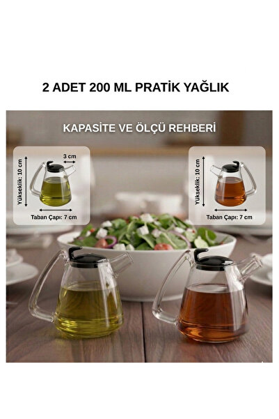 handanca 2'li Set Mini Akrilik Pratik Yağlık Sirkelik Sosluk Takımı 200 ml