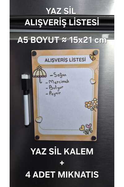 URDE Yaz Sil Alışveriş Listesi Magnet A5 (15x21 cm) – Mıknatıslı Planlayıcı P...