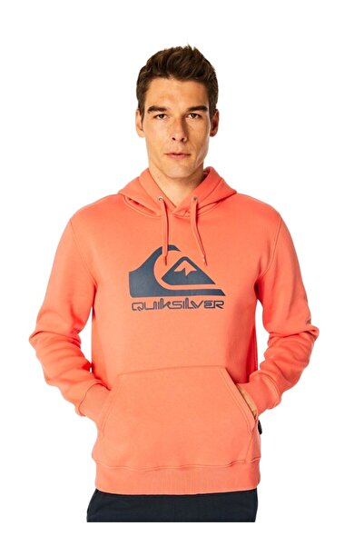 Quiksilver Ανδρικό φούτερ με κουκούλα σε ροζ χρώμα με μεγάλο λογότυπο Aqyft03...