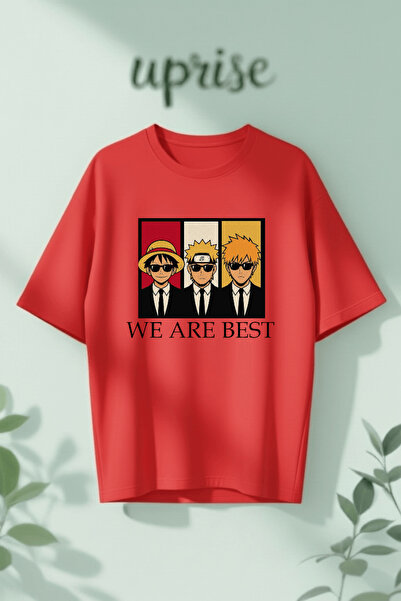 Vordevia Big Three Naruto Bleach One Piece Printed Cotton Oversize T-Shirt