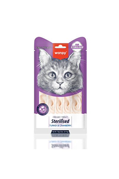 Wanpy Sterilised Hindili Kızılcıklı Krema Kısır Kedi Ödülü 5x14 Gr