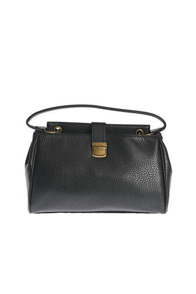 Meli Melo Paris Geanta eleganta neagra cu inchidere metalica si design clasic