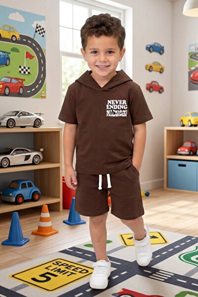 Boys Summer Hooded T-Shirt Shorts Set