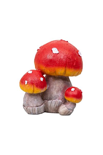 FOXMAG24 Διακοσμητικό μανιτάρι κήπου από ρητίνη, ύψους 20 εκ., με 2 κοτοπουλάκια