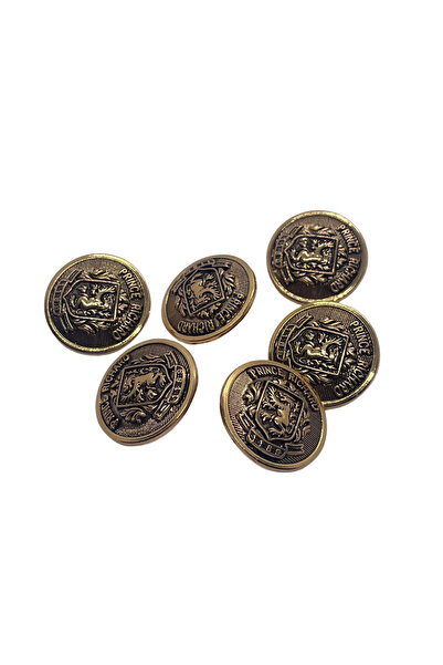 Düğmece 6 Adet Prens Richard Plastik Düğme (21mm, Gold)