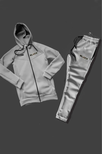 ByFourMan Men's Black Printed Scuba Tracksuit Set