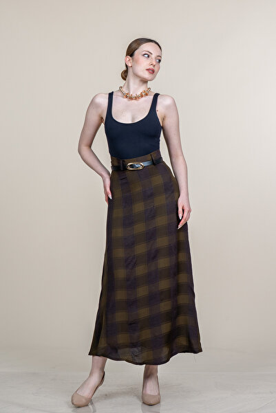 MissVina Φούστα με καρό σχέδιο και ζώνη 6888