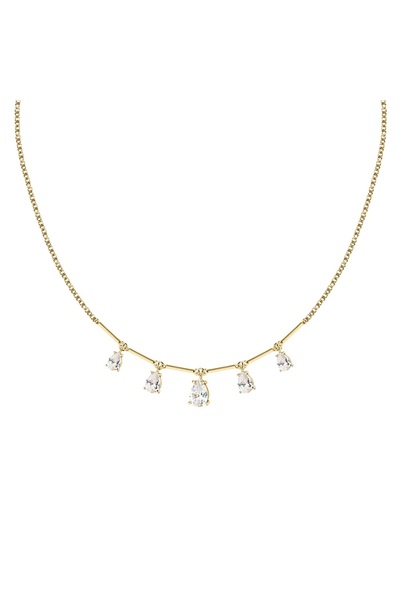 MORELLATO Tesori Drop Necklace, 925 silver, gold, white crystals, chain lengt...