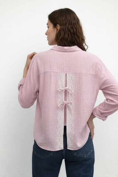 Cistern İstanbul Γυναικείο πουκάμισο με δαντέλα στην πλάτη και λεπτομέρεια δε...