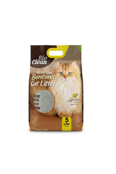 Bio Clean فضلات القطط البنتونيت - برائحة الليمون (5 لترات) |   تركيبة قوية ال...