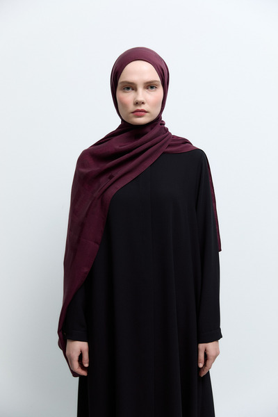 Tuğba Monogram Natural Jakar Şal - Bordo