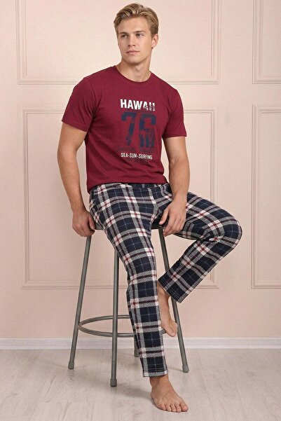 Niket Life Men's Hawaiian Printed Short Sleeve Long Pants and Plaid Patterned...