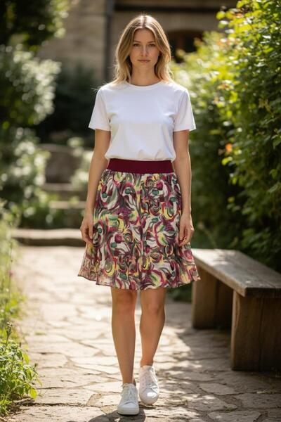 OwenLife Owen Life Standard Size Below Knee Chiffon Skirt 38 40 42 44 46 48 5...