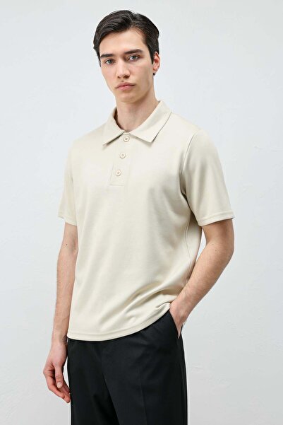 Antioch Bej Basic Polo Yaka Erkek T-Shirt