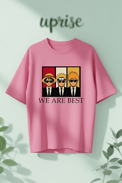 Vordevia Big Three Naruto Bleach One Piece Printed Cotton Oversize T-Shirt