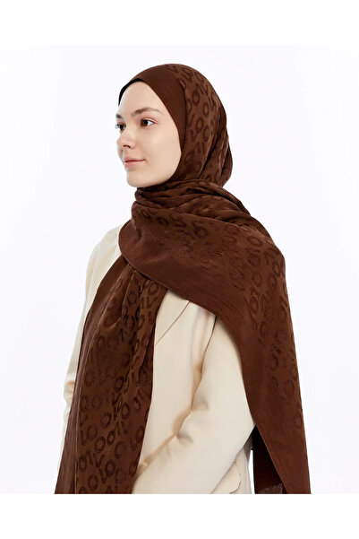 Valentino Orlandi Alia Jacquard 60% Lyocell 40% Cotton Shawl-4_Chocolate