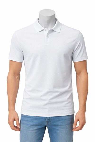 SaglamKıyafetler Yazlık Beyaz Polo Yaka Tshirt