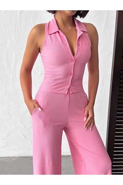 MODA GARDEN 35 Women's Black Pink Yellow Stylish Summer Pants Set Sleeveless ...