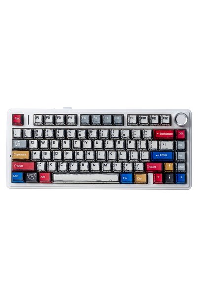 Aula F75 Mekanik Kablosuz Oyuncu Klavyesi RGB TKL Reaper Switch Hot Swap Makrolu Comic Karikatür Tasarım Siyah
