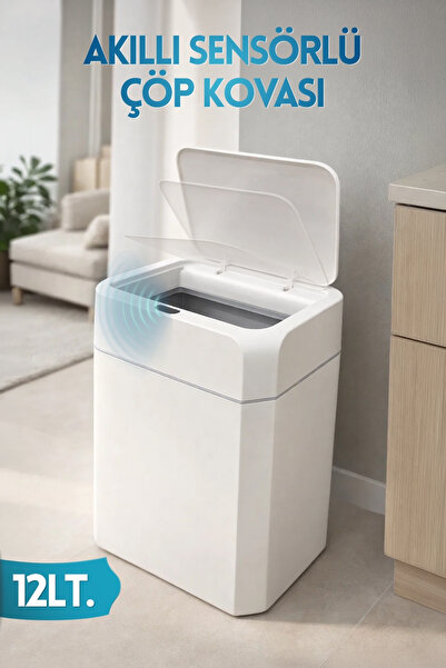 Nandy Home Akıllı Sensörlü Çöp Kovası 12 Lt. – Temassız Kullanım – Hijyenik T...
