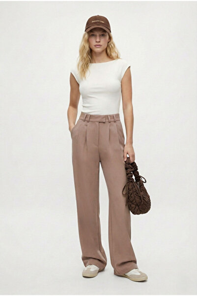 Ritnice بنطلون نسائي من قماش المنك مع جيوب وإغلاق بخطاف من نيو فلو