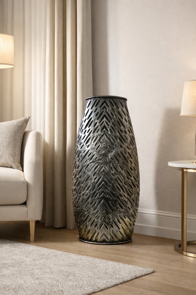 MİS KİTCHEN Metal Decorative Floor Vase 59 cm Modern Living Room Vase Large S...
