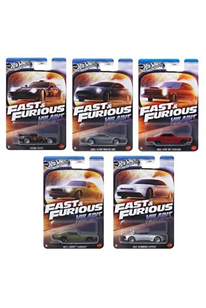 HOT WHEELS Set de 5 mașini metalice, Seria Silver, Fast & Furious - Răufăcătorii